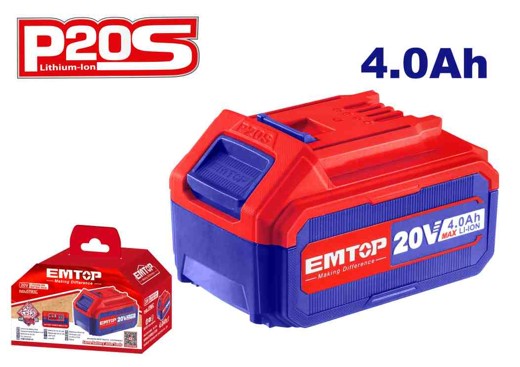 P20S 20V 4.0Ah Lithium-ion Battery Pack with LED Power Indicator High Capacity One Battery Fits All P20S Cordless Tools Color Box